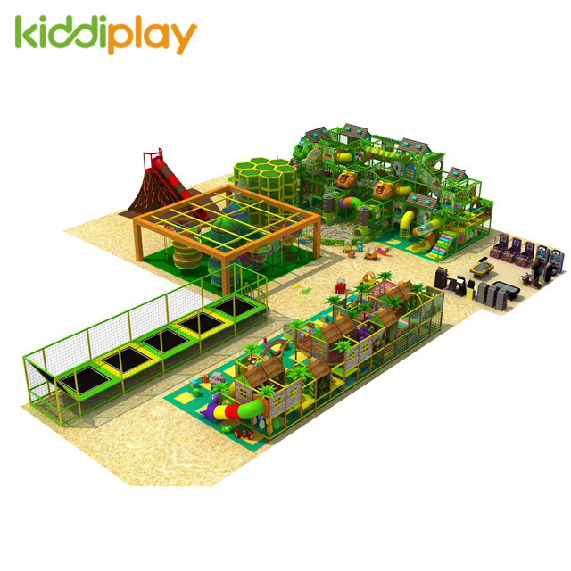 Large Indoor Children Playground Equipment with Trampoline And Rainbow Net
