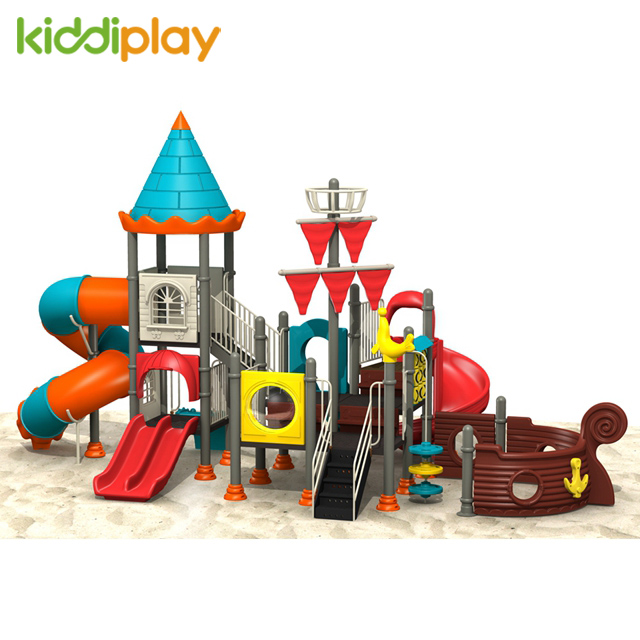 Amusement Park Outdoor Playground Plastic Tunnel Slide Pirate Ship Series for Kids