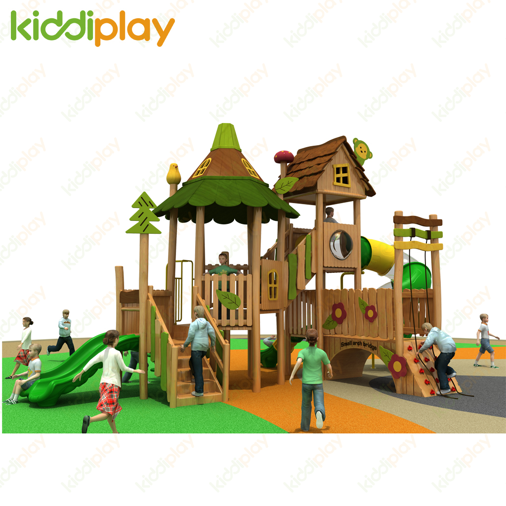 Wooden Playground Outdoor Rides Game Play House Slide Amusement Equipment for Kids
