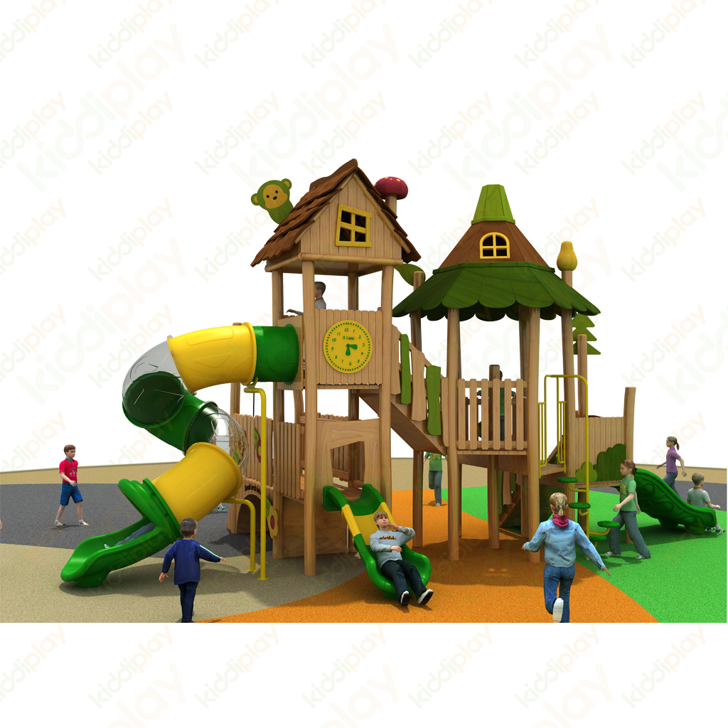 Wooden Playground Outdoor Rides Game Play House Slide Amusement Equipment for Kids