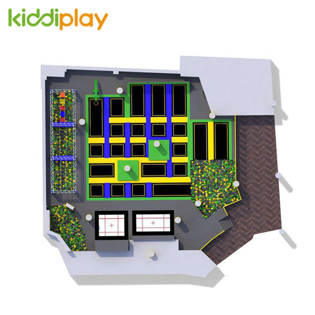 KD11068A Large Ninja Course Climbing Wall Basketball Area Foam Pit Trampoline Park