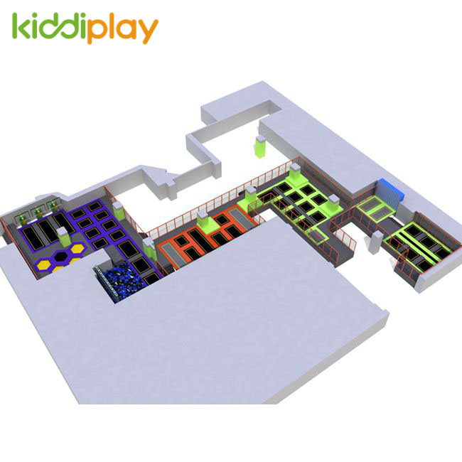 KD11034A Amazing Design Trampoline Park with Maze And Basketball Area Foam Pit Building Blocks. 